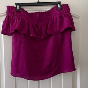 Vibrant orchid silk off shoulder top